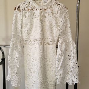 White Lace LS Bell Sleeve Mini Dress